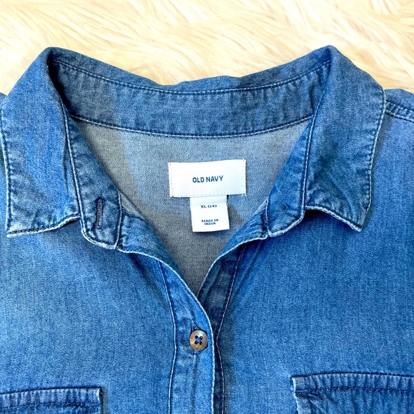Old Navy Button Up Denim Dress with Roll up Sleeves Sz 14 - Picture 10 of 12